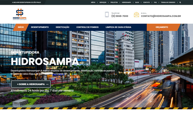 Site da Hidrosampa na primeira página do Google