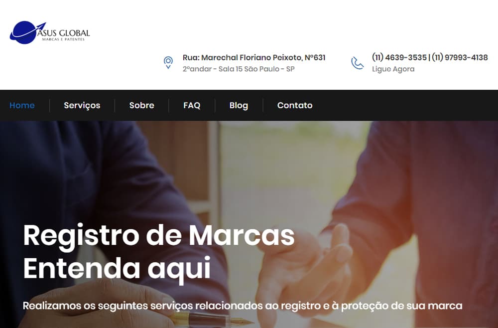 Criamos o site da Asus Global Marcas e Patentes - Agência Next Step - Criação de Sites e Consultoria SEO