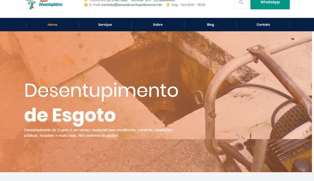 Criamos o site da Ação Desentupidora - Agência Next Step