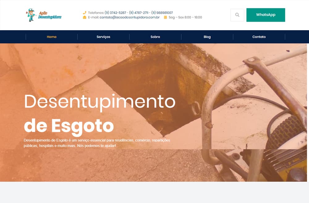 Criamos o site da Ação Desentupidora - Agência Next Step