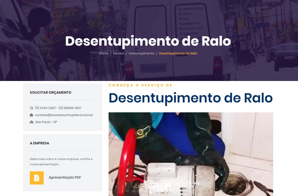 Criamos o site da Ação Desentupidora - Agência Next Step