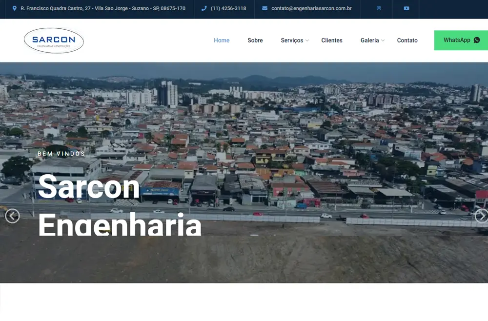 Criamos o site da SARCON Engenharia - Agência Next Step: é com prazer que anunciamos que criamos o site novo da Sarcon Engenharia de Suzano!