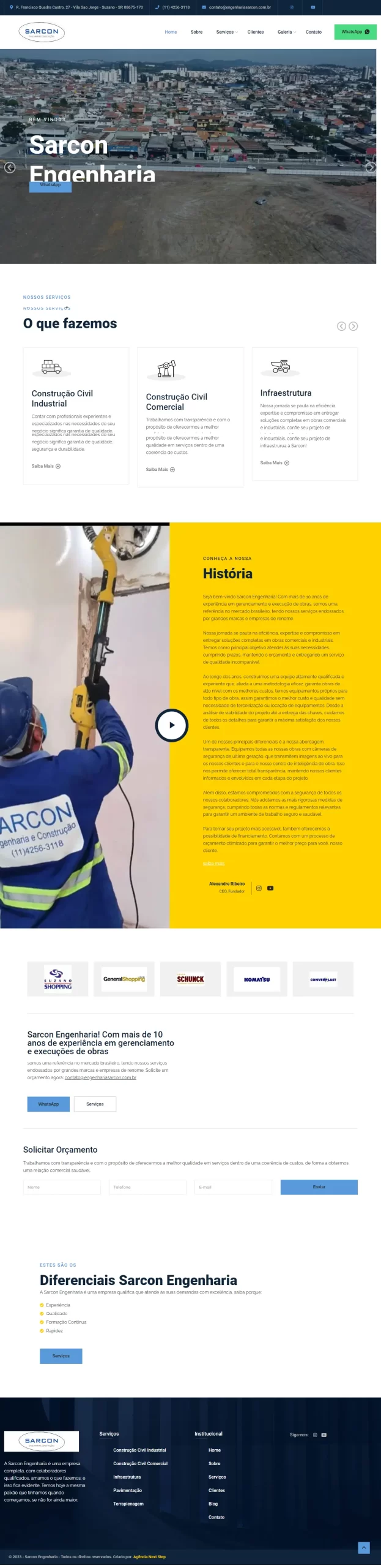 Criamos o site da SARCON Engenharia - Agência Next Step: é com prazer que anunciamos que criamos o site novo da Sarcon Engenharia de Suzano!