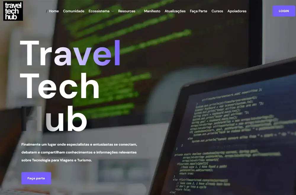 Criamos o site da Travel Tech Hub - Agência Next Step: criamos o site da melhor empresa de tecnologia para viagens e turismo.