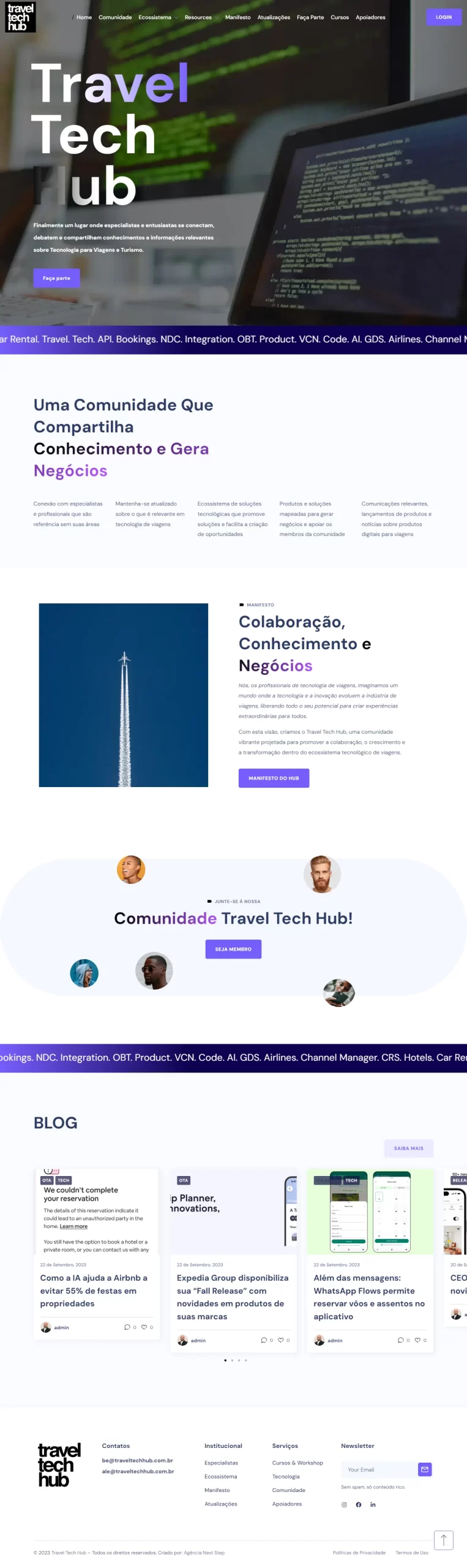 Criamos o site da Travel Tech Hub - Agência Next Step: criamos o site da melhor empresa de tecnologia para viagens e turismo.