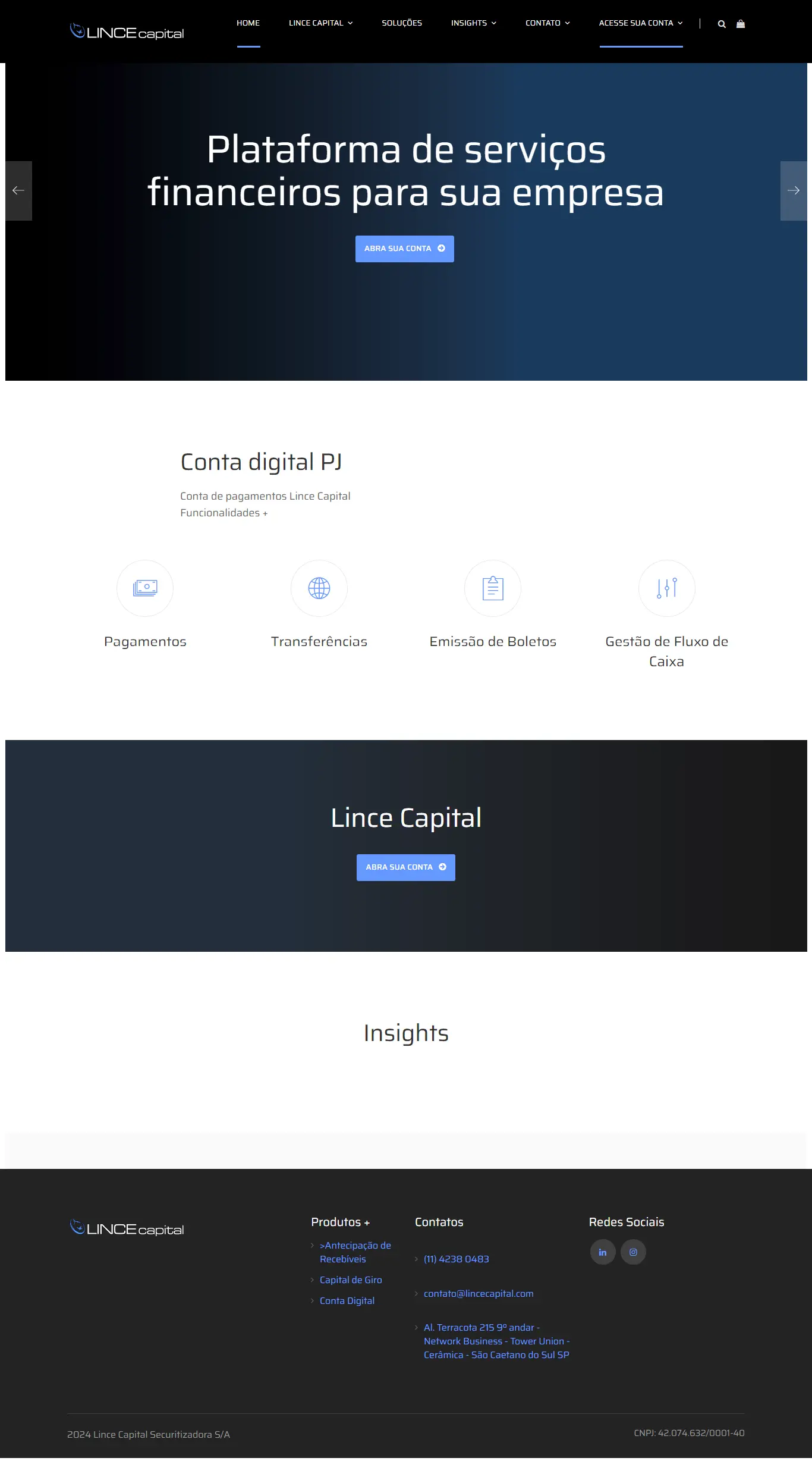 LINCE Capital - Agência Next Step: empresa de investimento de São Paulo - SP que precisava de um novo site institucional sobre investimentos!