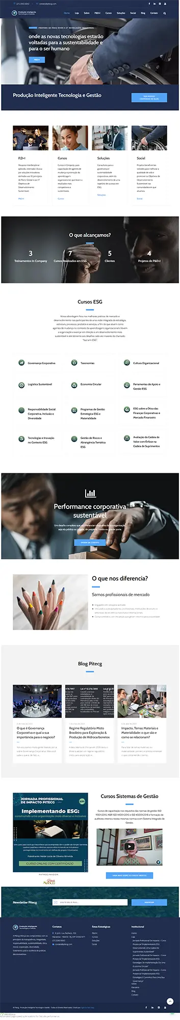 PITECG Produção Inteligente - Agência Next Step: criamos o site novo em WordPress da empresa de cursos de ESG do Rio de Janeiro.