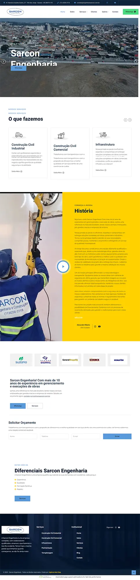 SARCON Engenharia - Agência Next Step: criamos o novo site da empresa de engenharia de Suzano - SP.