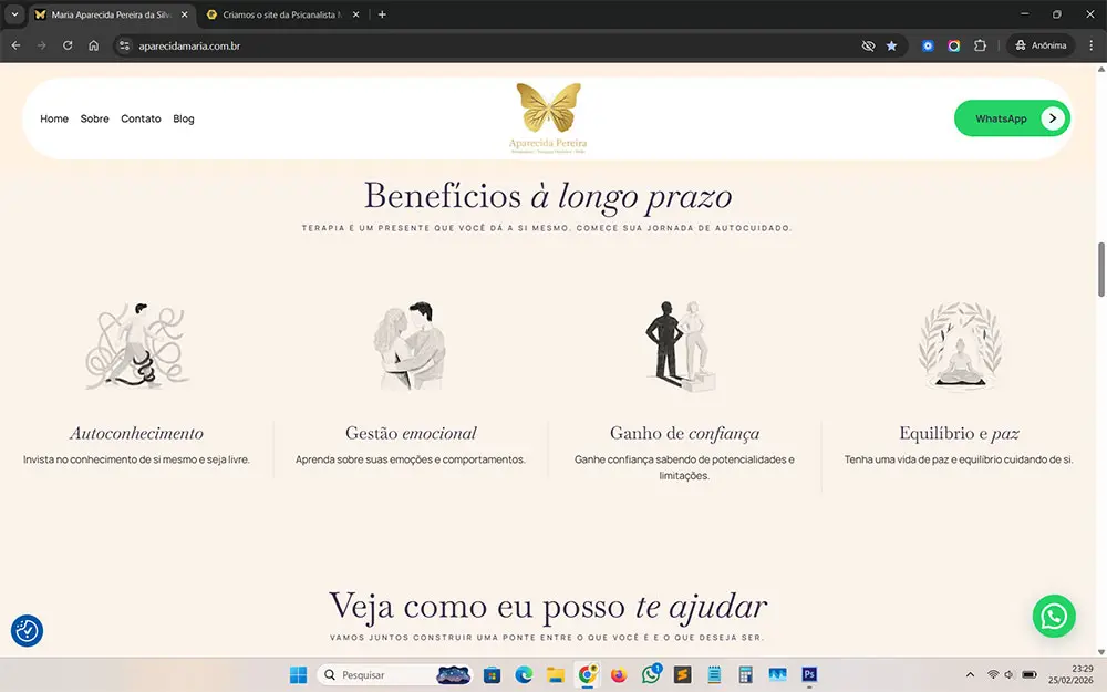 Criamos o site da Psicanalista Maria Aparecida Pereira da Silva - Agência Next Step: veja como ficou o novo site da Psicanalista Mineira.