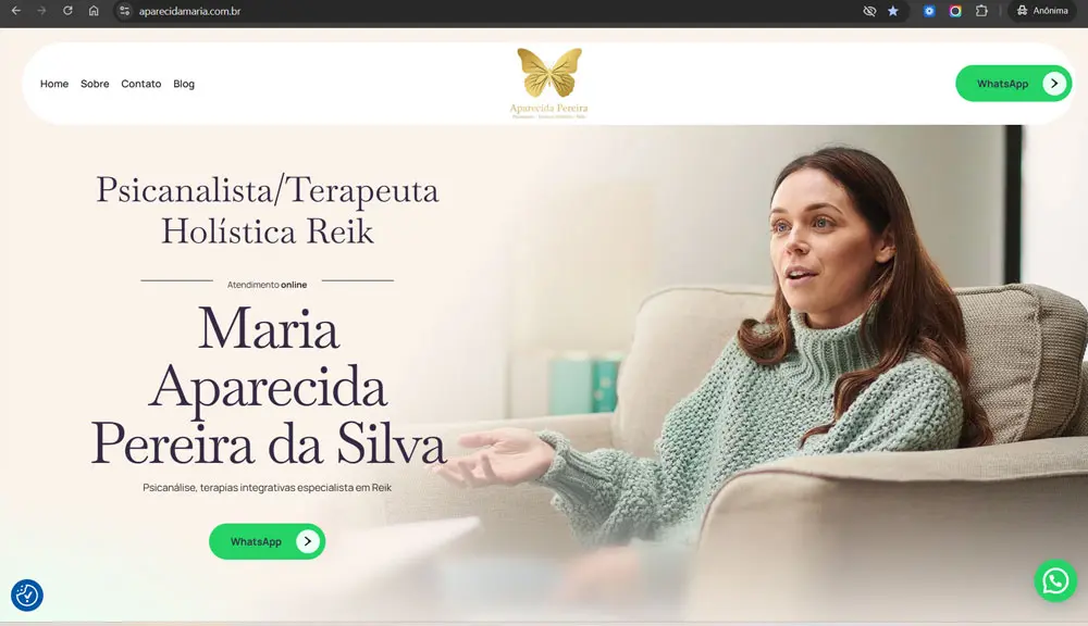 Criamos o site da Psicanalista Maria Aparecida Pereira da Silva - Agência Next Step: veja como ficou o novo site da Psicanalista Mineira.
