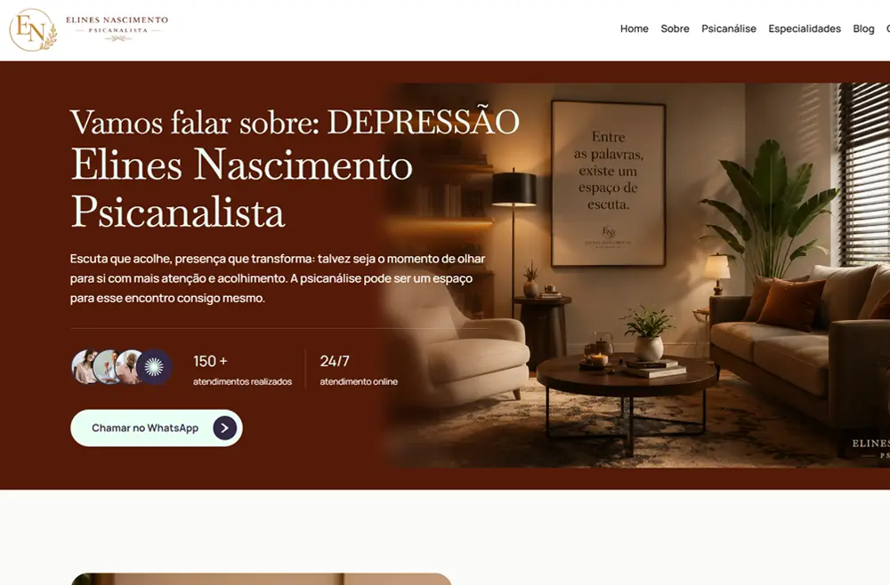 Criamos o site da Elines Nascimento - Entre as Palavras - Agência Next Step: somos especialistas em criar experiências online para terapeutas