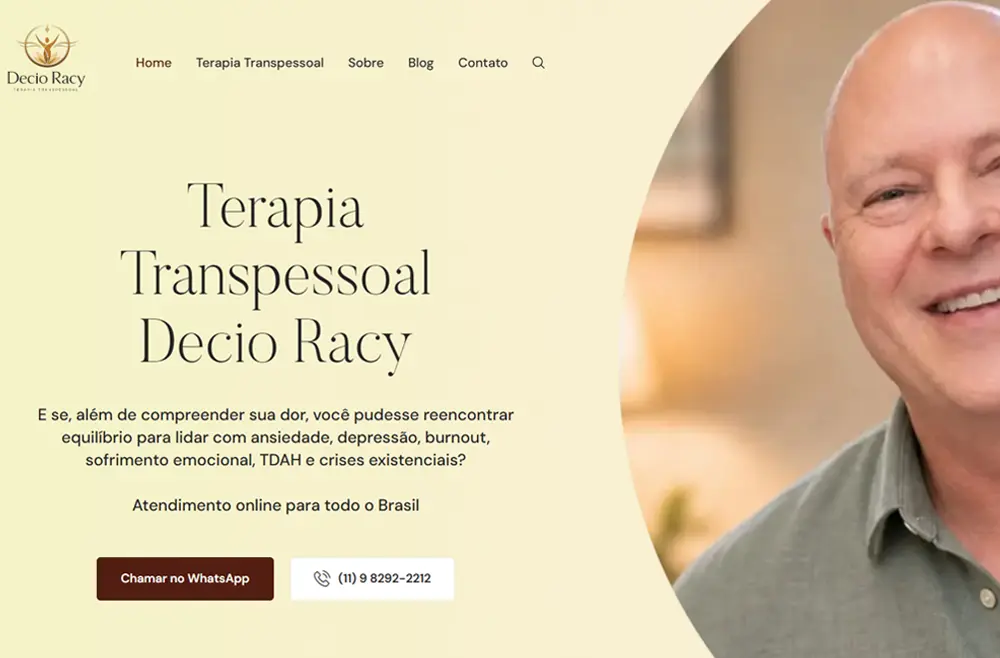 Criamos o site do Décio Racy - Terapia Transpessoal - Agência Next Step: criamos o site do terapeuta transpessoal, confira como foi!
