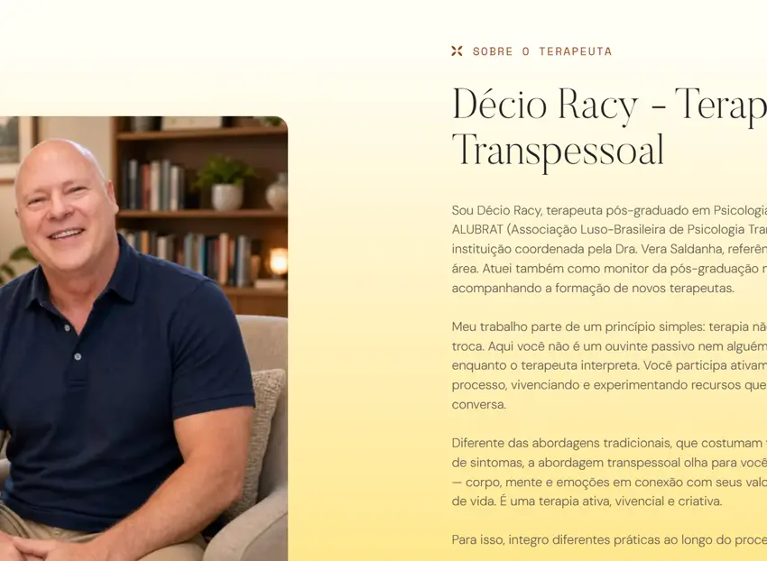 Criamos o site do Décio Racy - Terapia Transpessoal - Agência Next Step: criamos o site do terapeuta transpessoal, confira como foi!
